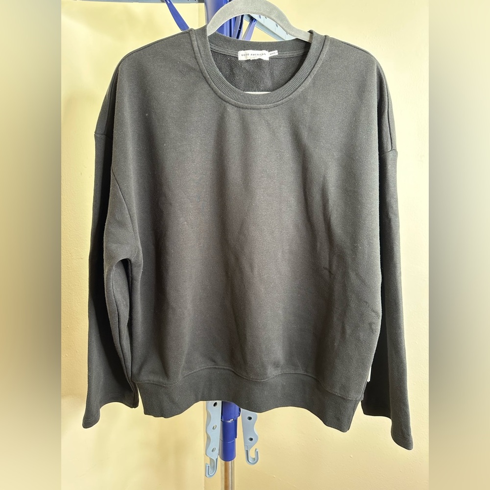NWT GOOD AMERICAN DROP SHOULDER SWEATSHIRT WIDER CREW NECK